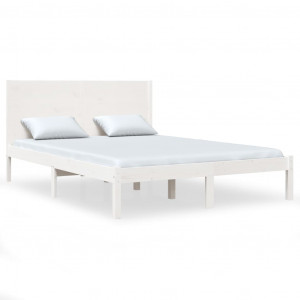 Cama sem colchão 140x190 cm madeira de pinho maciça branco H
