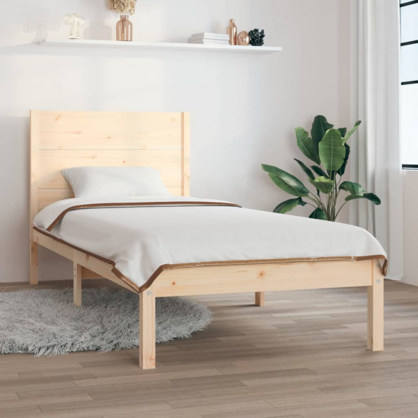Estructura de cama de madera maciza de pino 90x200 cm D