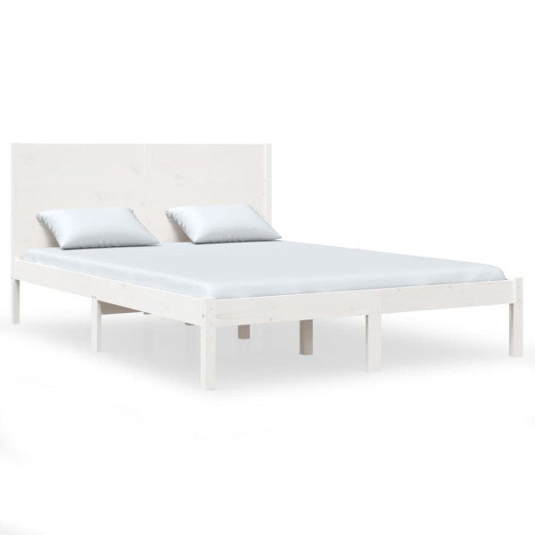Estructura de cama de madera maciza de pino blanca 140x200 cm M 2