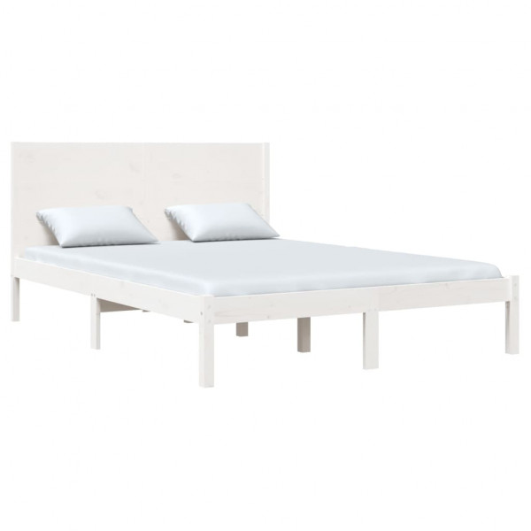 Cama sem colchão 140x200 cm madeira de pinho maciça branco M 3