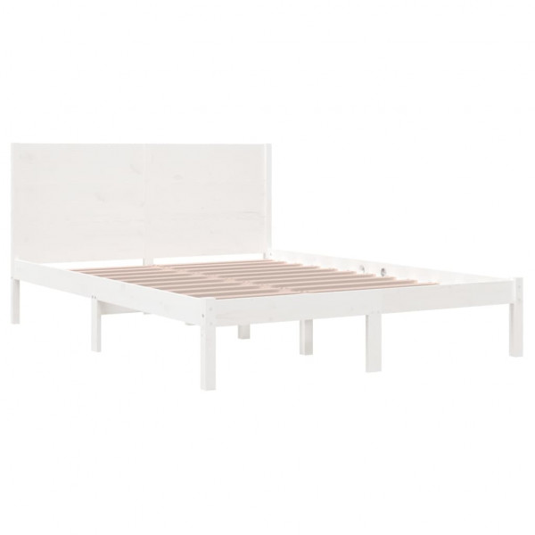 Cama sem colchão 140x200 cm madeira de pinho maciça branco M 4