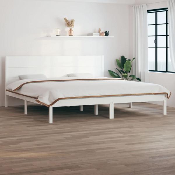 Estructura de cama madera maciza de pino blanco 200x200 cm D