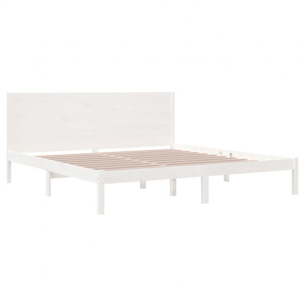 Cama sem colchão 200x200 cm madeira de pinho maciça branco M 4