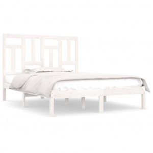 Estructura de cama de madera maciza de pino blanco 140x190 cm H
