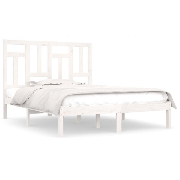 Cama sem colchão 140x190 cm madeira de pinho maciça branco M 2
