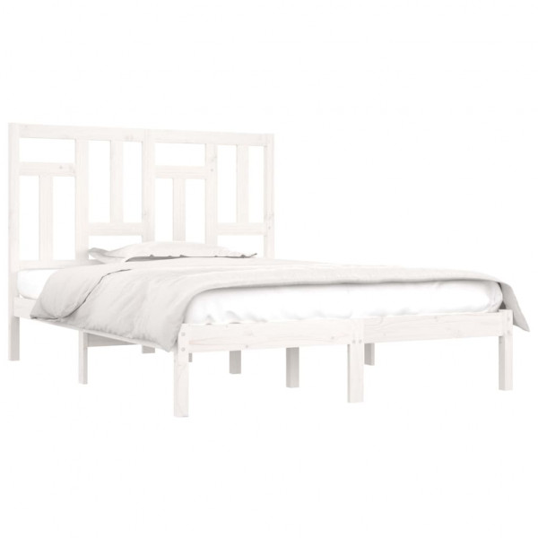 Estructura de cama de madera maciza de pino blanco 140x190 cm M 3