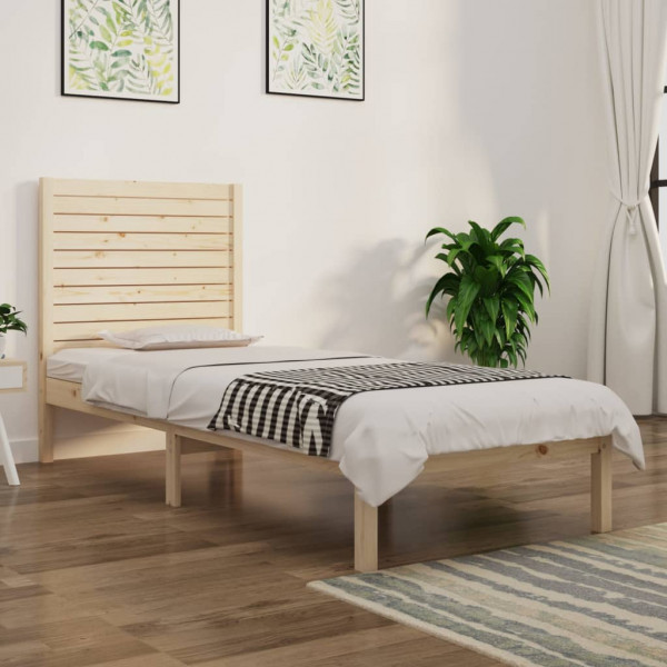 Estructura de cama individual madera maciza 75x190 cm D