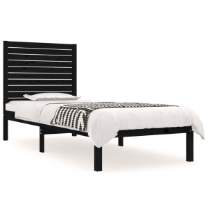 Estrutura cama pequena solteiro 75x190 cm madeira maciça preto H