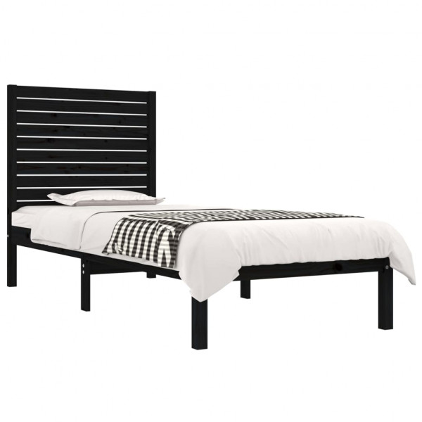 Estrutura cama pequena solteiro 75x190 cm madeira maciça preto M 3
