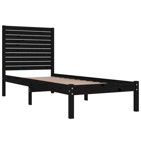 Estructura de cama madera maciza negro individual 75x190 cm M 4