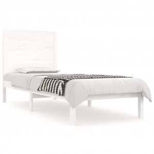 Estructura de cama individual madera maciza blanco 90x190 cm H