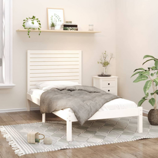 Estructura de cama madera maciza de pino blanca 90x200 cm D