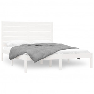 Estructura de cama madera maciza blanca 120x200 cm H