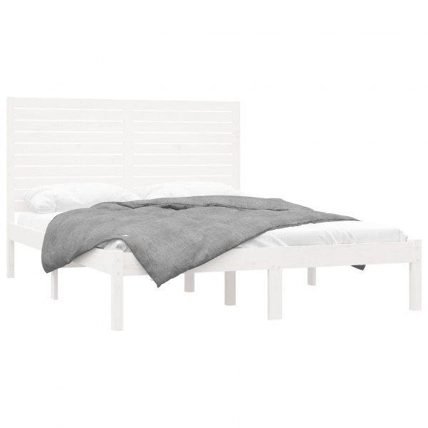 Estructura de cama madera maciza blanca 120x200 cm M 3