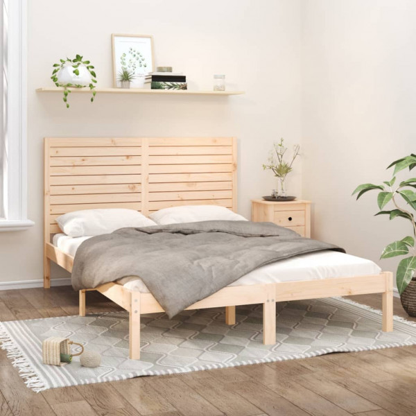 Estructura de cama de madera maciza king size 150x200 cm D