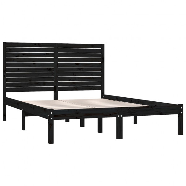 Estructura de cama madera maciza king size negro 150x200 cm M 4