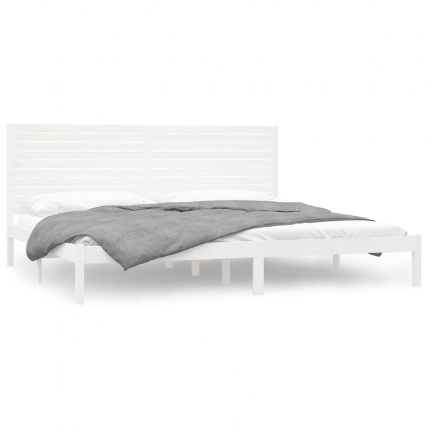 Estrutura de cama 200x200 cm madeira maciça branco M 2