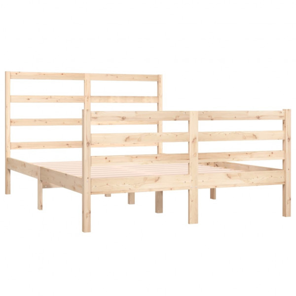 Estructura de cama de matrimonio madera maciza pino 135x190 cm M 4
