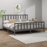 Estructura de cama de madera maciza de pino gris 200x200 cm 1