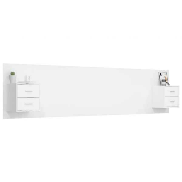 Cabeceira cama + armários madeira processada branco M 3