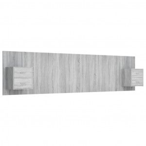 Cabecero de cama y mesitas madera contrachapada gris Sonoma H