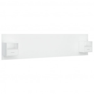 Cabecero de cama con mesitas madera contrachapada blanco H