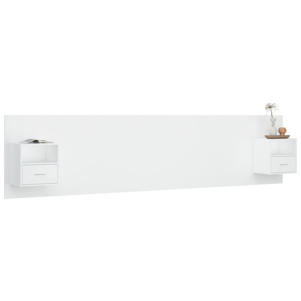 Cabeceira cama + armários madeira processada branco M 5