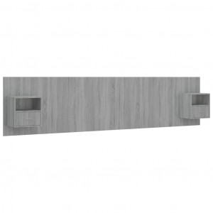 Cabecero de cama y mesitas madera contrachapada gris Sonoma H