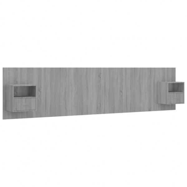 Cabecero de cama y mesitas madera contrachapada gris Sonoma M 2