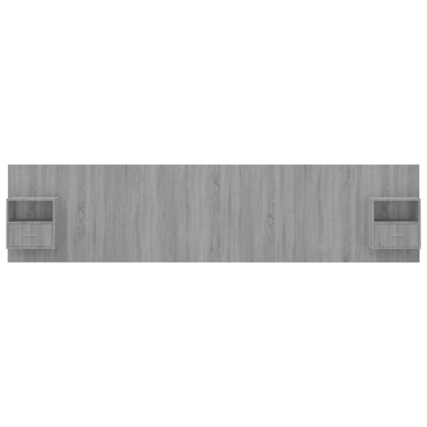 Cabecero de cama y mesitas madera contrachapada gris Sonoma M 3