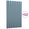 Painéis de telhado 12 pcs 60x36 cm aço revestido a pó cinzento 2