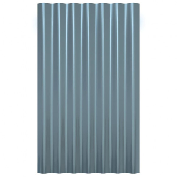 Painéis de telhado 12 pcs 60x36 cm aço revestido a pó cinzento M 4