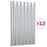Painéis de telhado 12 unidades aço prateado 60x36 cm 2