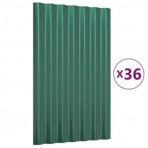 Paneles de tejado 36 unidades acero recubierto verde 60x36 cm H