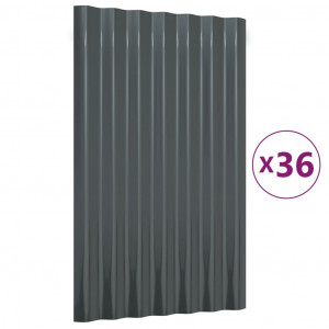 Painéis de telhado 36 pcs 60x36cm aço revestido a pó antracite H