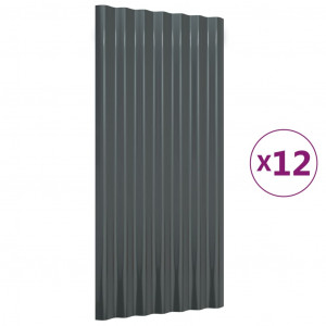 Paneles tejado 12 unidades acero recubierto antracita 80x36 cm H