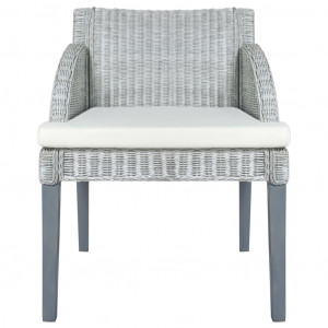 Silla de comedor con cojín ratán natural gris H