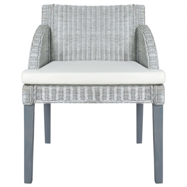 Silla de comedor con cojín ratán natural gris M 2