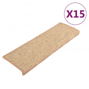 Alfombrilla autoadhesiva escalera 15 uds marrón claro 65x21x4cm H