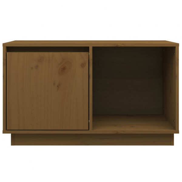 Mueble de TV madera maciza de pino marrón miel 74x35x44 cm M 3