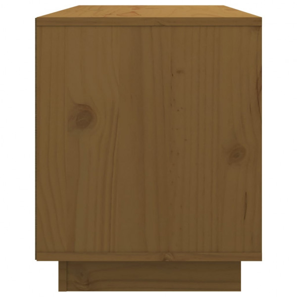 Mueble de TV madera maciza de pino marrón miel 74x35x44 cm M 5