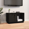 Mueble de TV de madera maciza de pino negro 74x35x44 cm 1