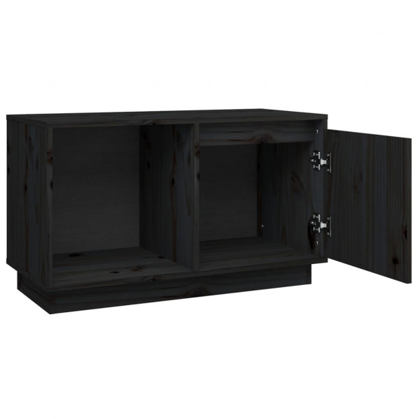 Mueble de TV de madera maciza de pino negro 74x35x44 cm M 4