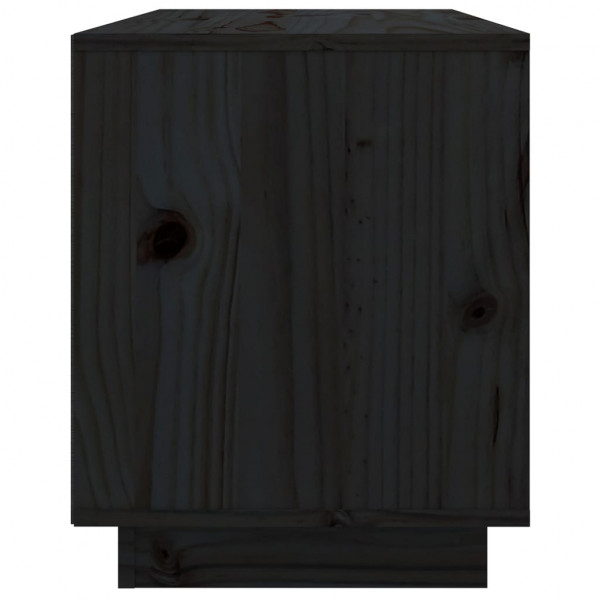 Mueble de TV de madera maciza de pino negro 74x35x44 cm M 5