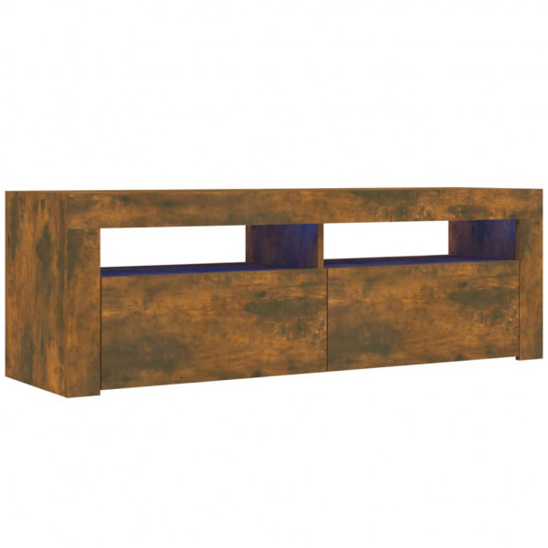 Mueble de TV con luces LED color roble ahumado 120x35x40 cm M 2