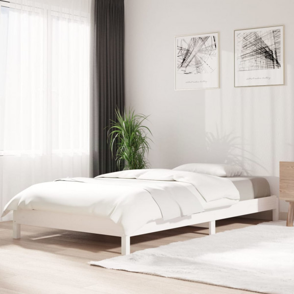 Cama apilable de madera pino maciza blanca 100x200 cm D