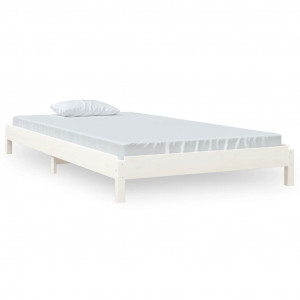 Cama apilable de madera pino maciza blanca 100x200 cm H