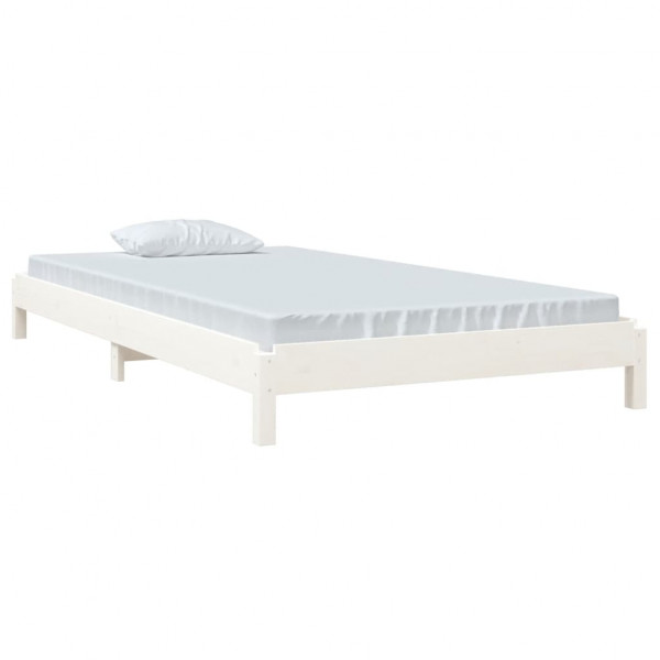 Cama empilhável 100x200 cm madeira de pinho maciça branco M 3