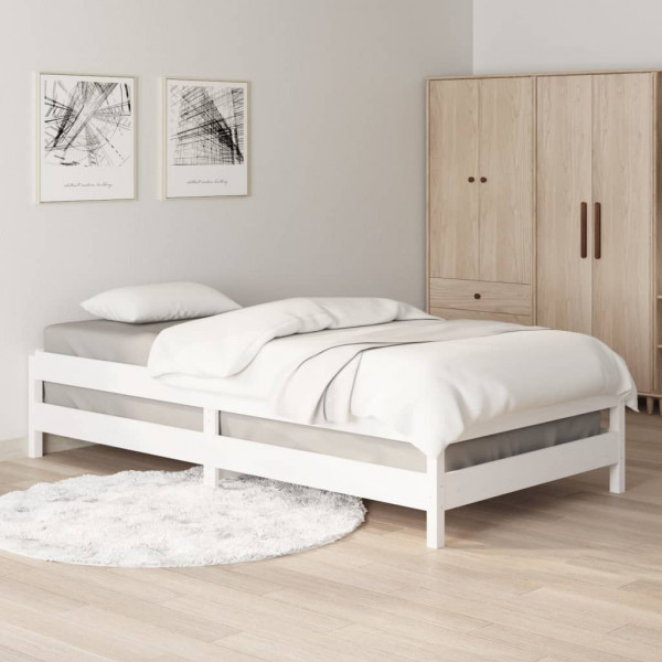 Cama apilable de madera pino maciza blanca 100x200 cm M 4