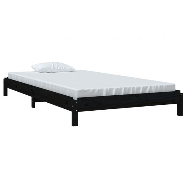 Cama apilable de madera pino maciza negro 100x200 cm M 3